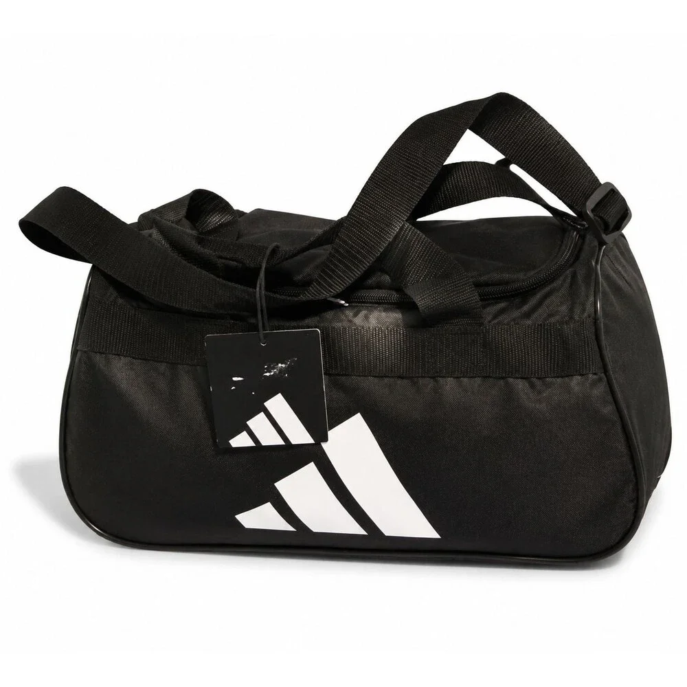 adidas Defender Small Black White Logo Duffel Gym Travel Bag New With Tags